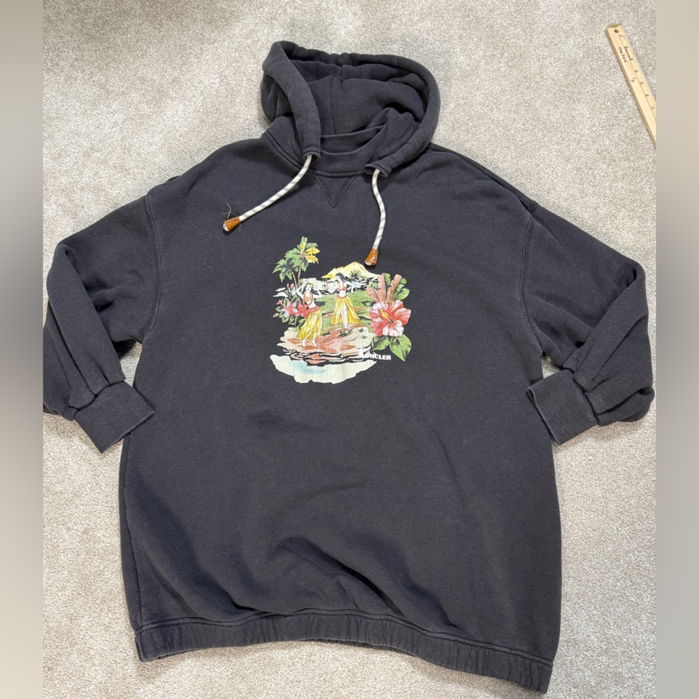 MONCLER X PALM ANGELS Collab Ladies Tropical Long Hoodie size Medium Oversized - Picture 4 of 16